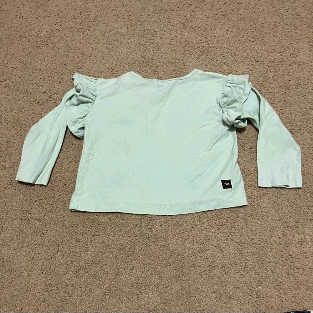 Girl’s 12-18m long sleeve Gymboree floral‎ dress & aqua Tea sloth shirt